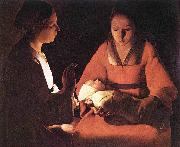 Georges de La Tour The New born oil